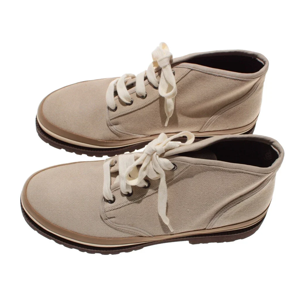 Brunello Cucinelli NWB Canvas Lace Up Boots Size 42 (US 9) in Beige